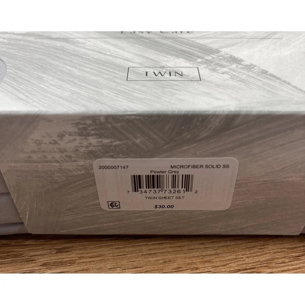Fairfield Square 3 Piece TWIN Microfiber Sheet Set Pewter Grey‎ NEW